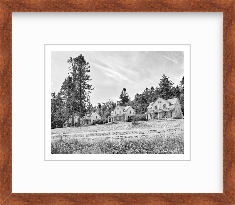 Washington Whidbey Island Fort Casey Houses in Black and White Giclee Travel Print