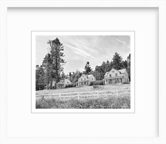 Washington Whidbey Island Fort Casey Houses in Black and White Giclee Travel Print