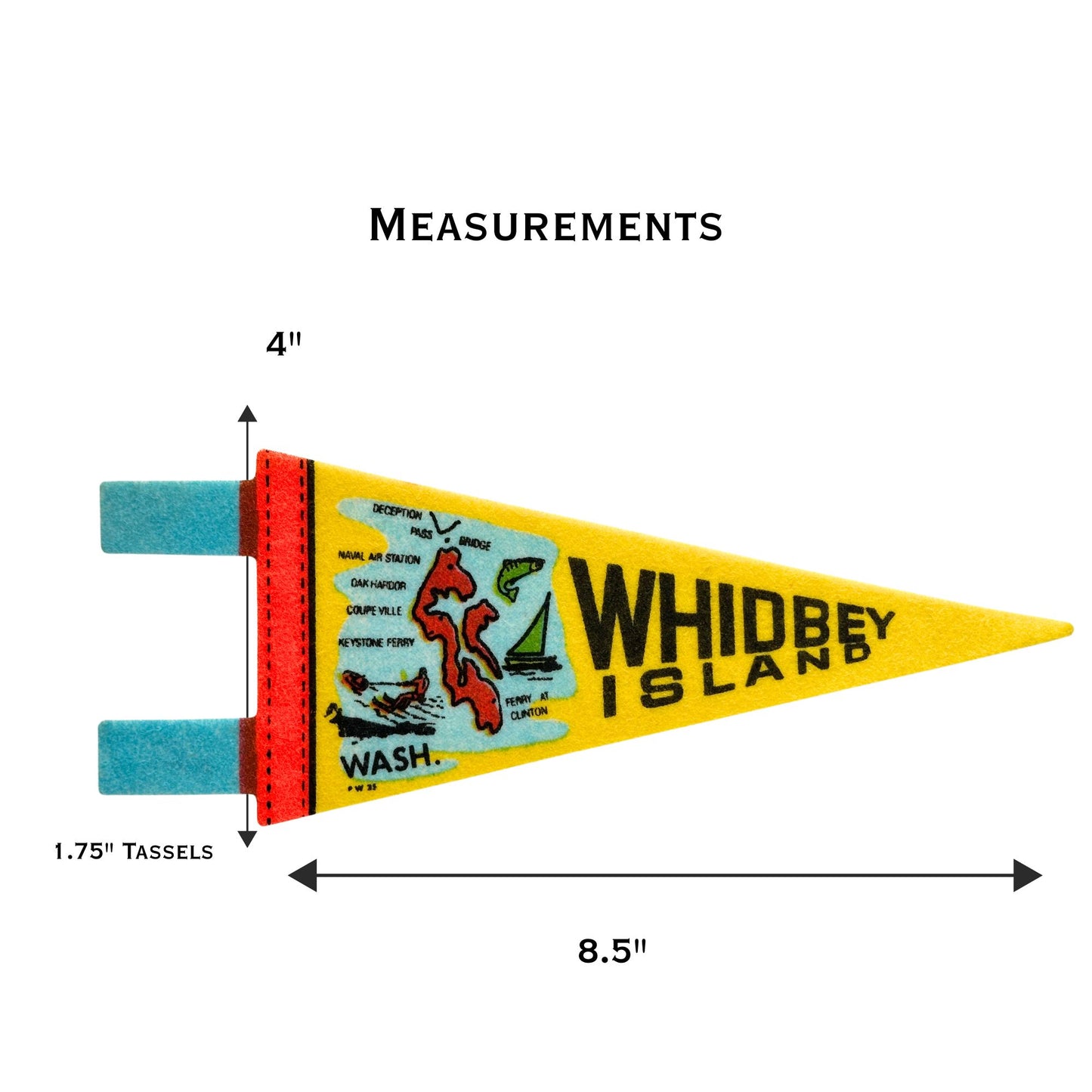 Washington Whidbey Island Retro Small Felt Vintage Pennant