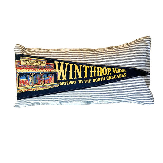 Washington Winthrop Vintage Pennant on New Woven Throw Pillow