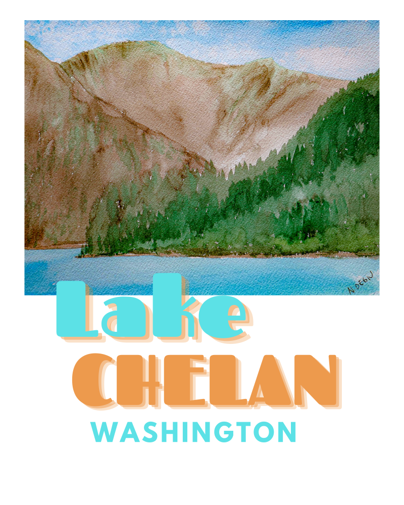 Washington Lake Chelan Giclee Travel Art Print