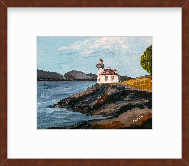 Washington San Juan Island Lime Kiln Lighthouse Painting by Nikki Degn Art Print