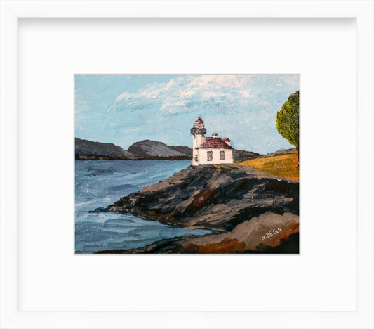 Washington San Juan Island Lime Kiln Lighthouse Painting by Nikki Degn Art Print