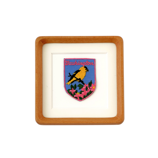 Washington American Goldfinch Bird Vintage Framed Travel Patch