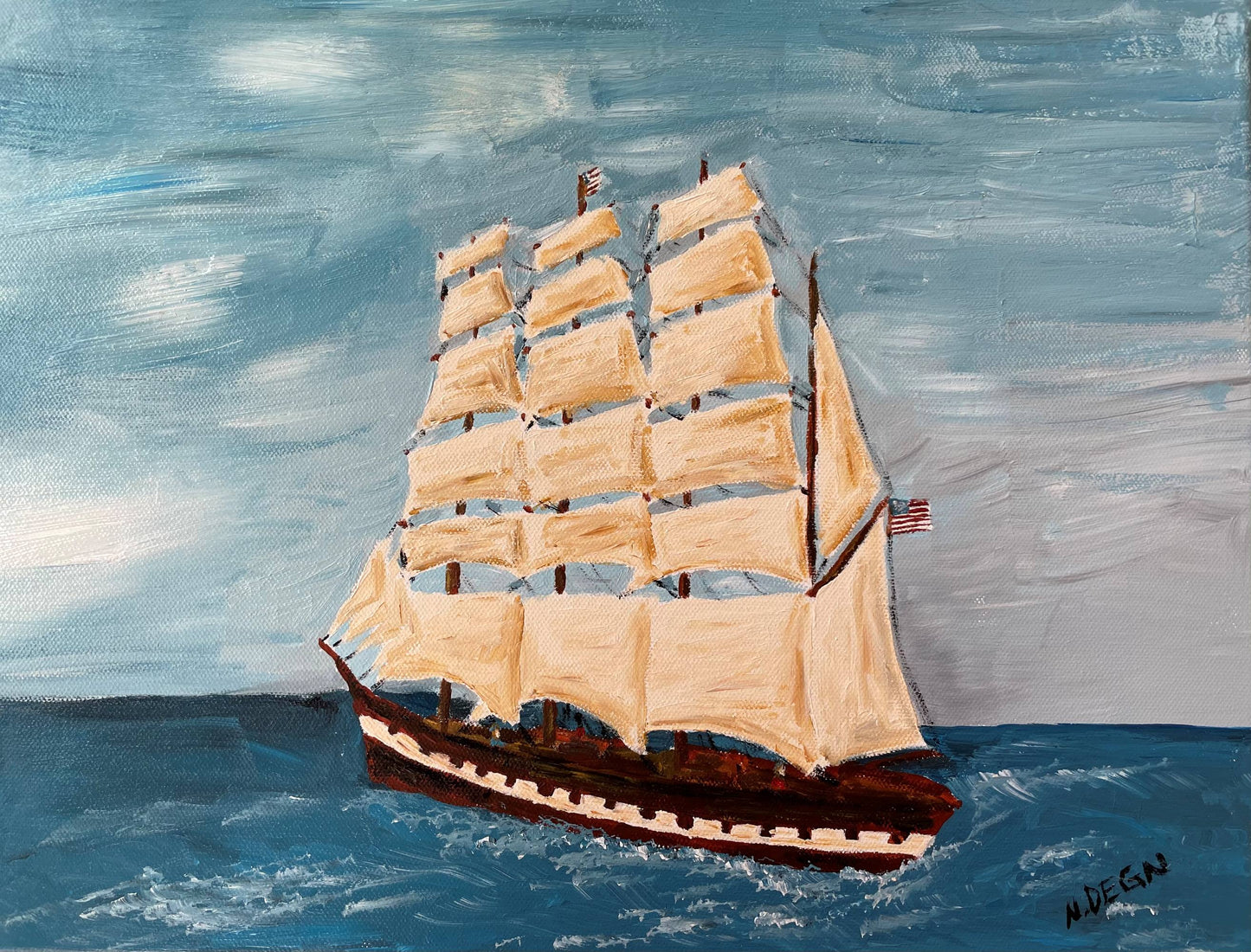 Washington Tall Ships Painting by Nikki Degn Art Print