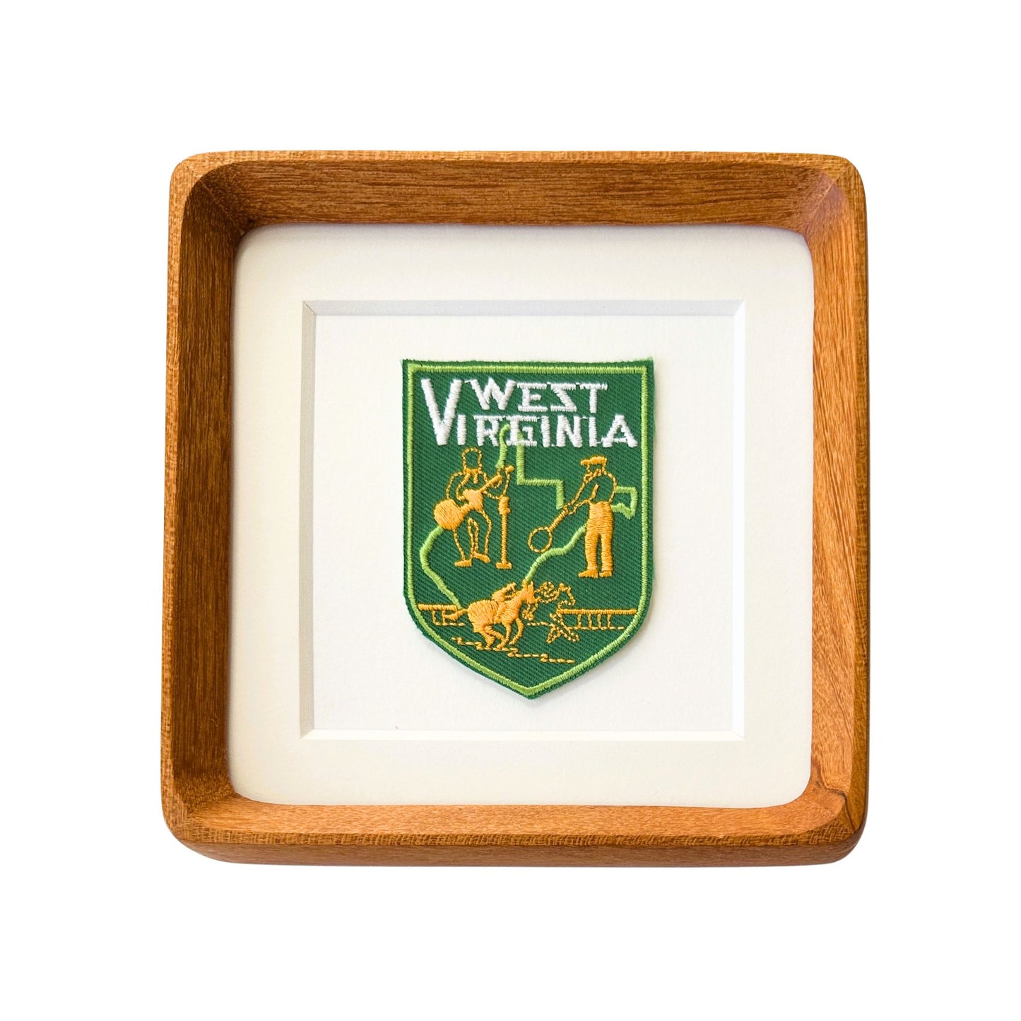 West Virginia Vintage Travel Patch Wood Framed