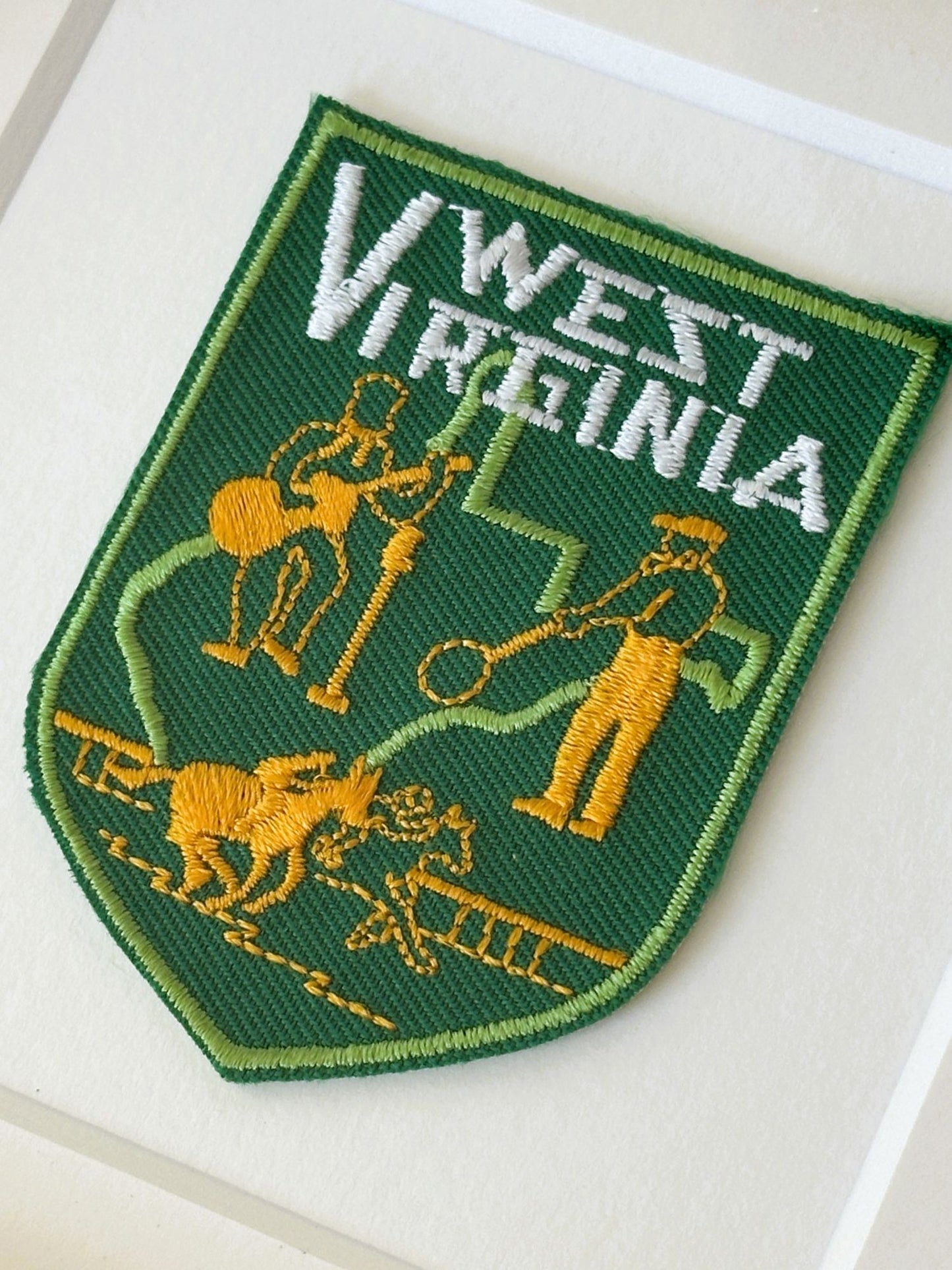 West Virginia Vintage Travel Patch Wood Framed