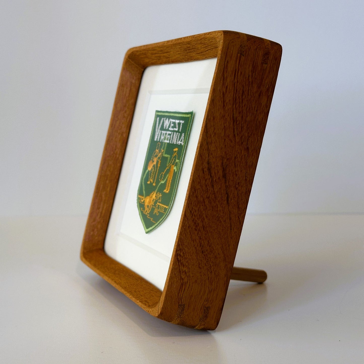 West Virginia Vintage Travel Patch Wood Framed