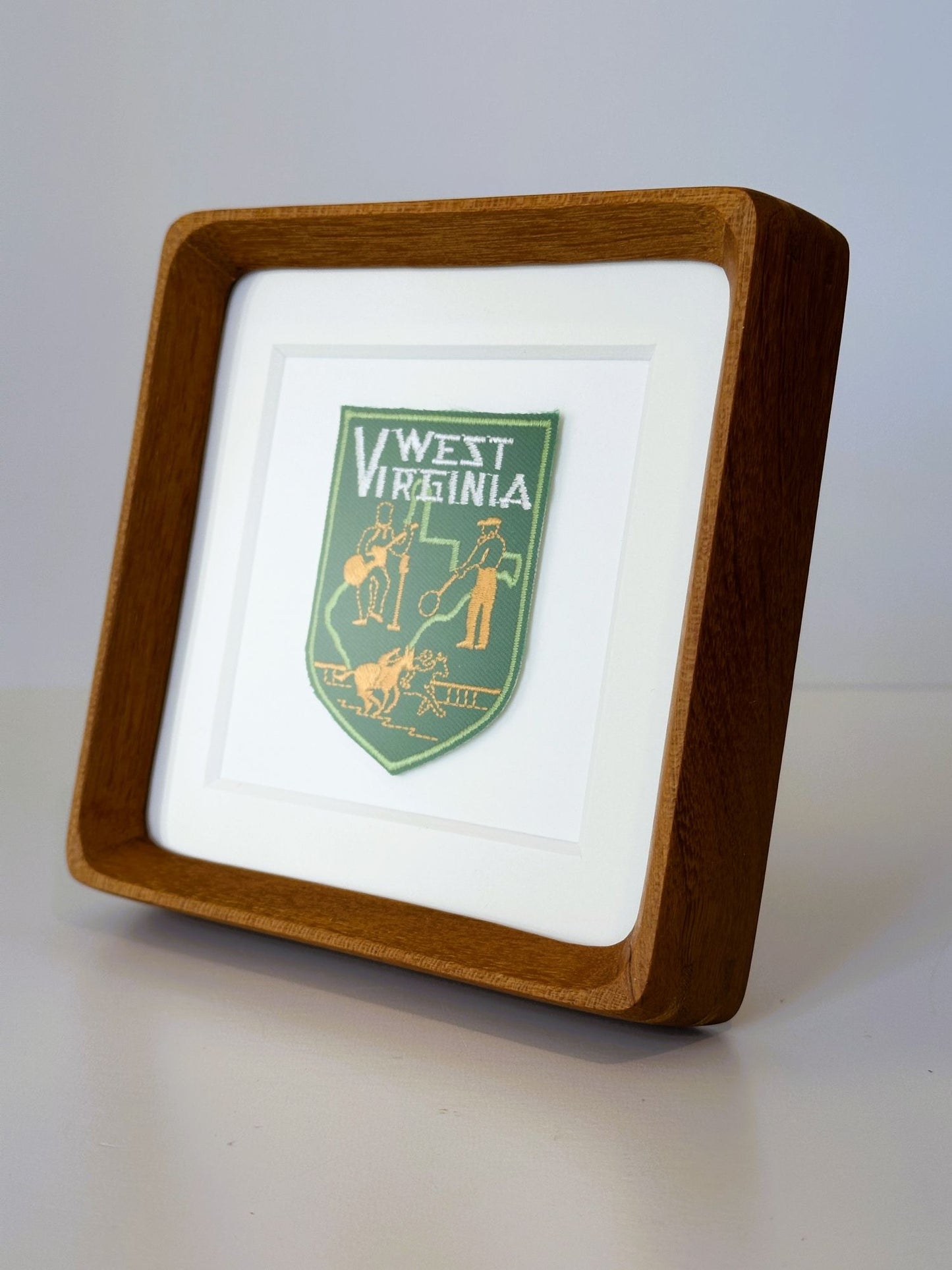 West Virginia Vintage Travel Patch Wood Framed
