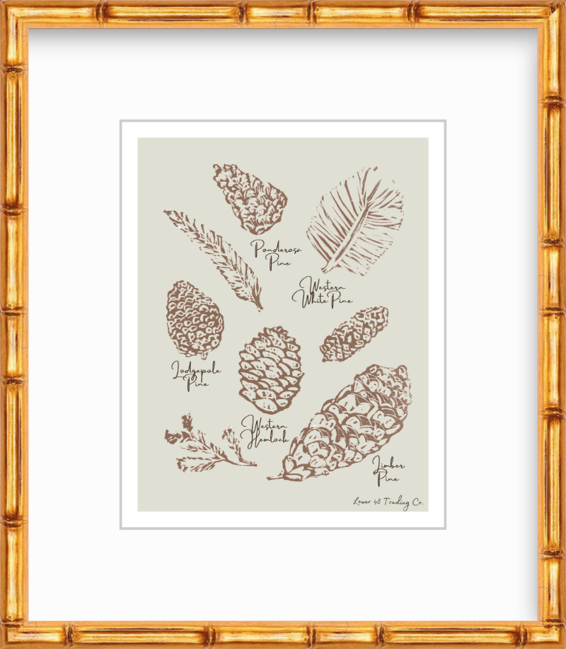 Western Pines Block Print by Nikki Degn Giclee Art Print