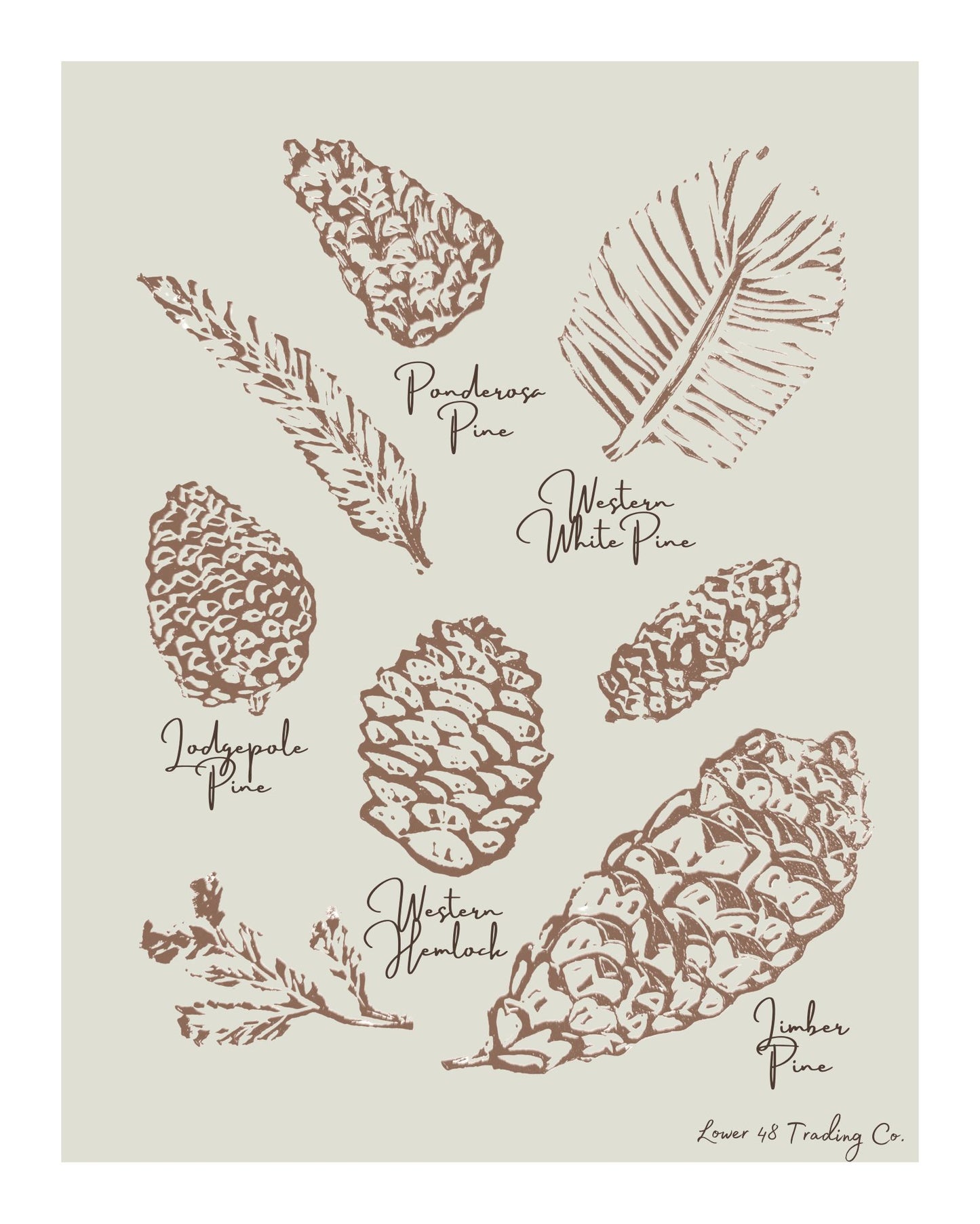 Western Pines Block Print by Nikki Degn Giclee Art Print