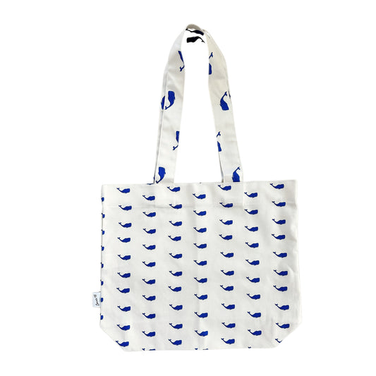 Whale Block Print Large Tote Bag