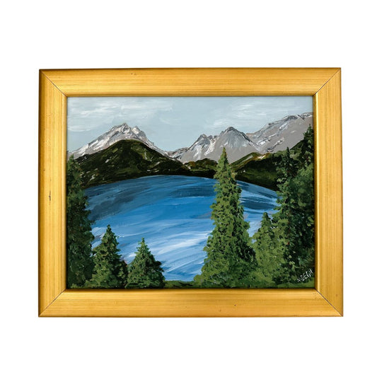 Wyoming Grand Teton National Park Jenny Lake Original 11x14 Painting by Nikki Degn Vintage Framed