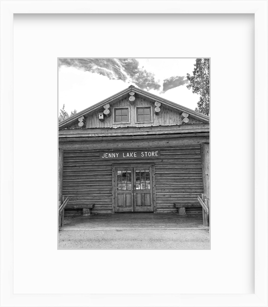Wyoming Grand Teton National Park Jenny Lake Store Black and White Giclee Print