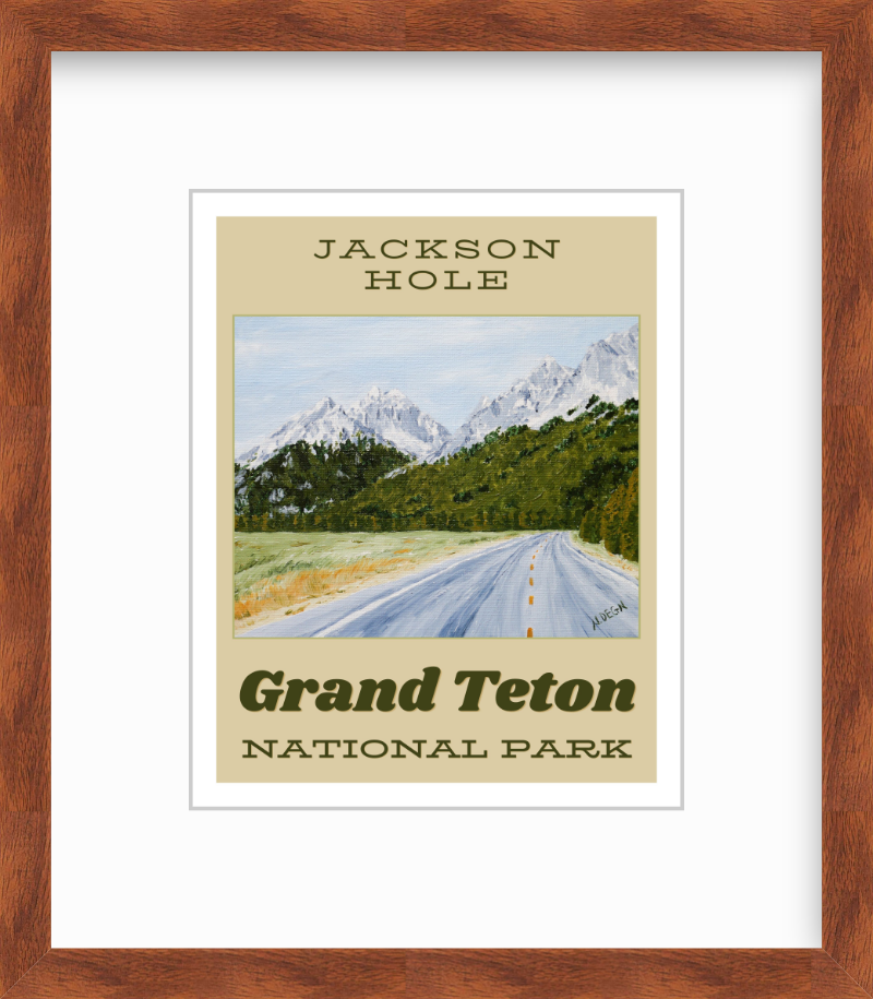 Wyoming Grand Teton National Park Painting Giclee Travel Style Art Print