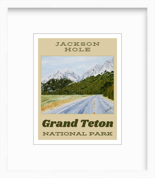 Wyoming Grand Teton National Park Painting Giclee Travel Style Art Print
