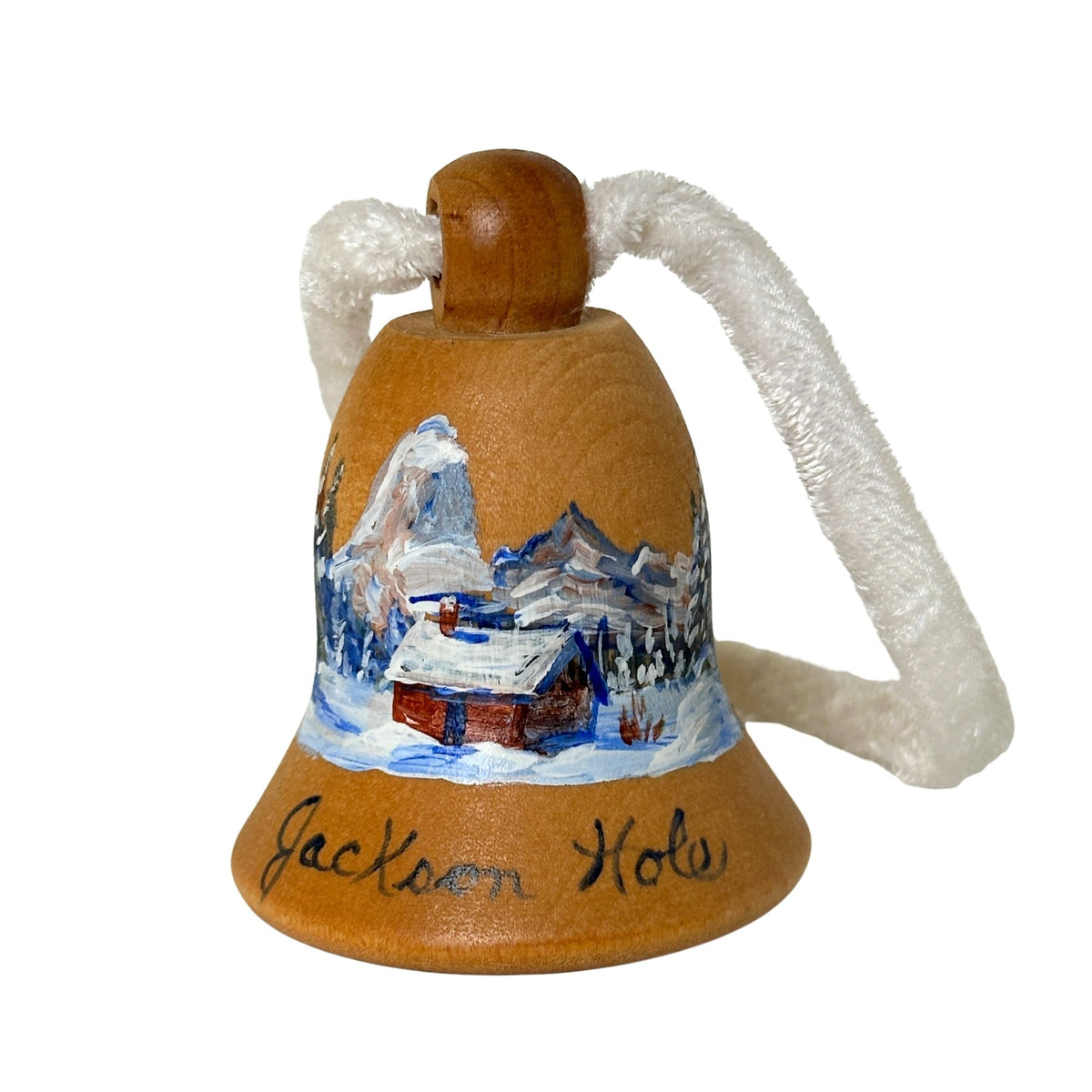 Wyoming Jackson Hole Grand Tetons Vintage Wood Bell Ornament