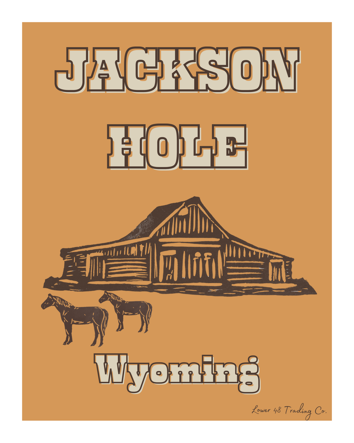 Wyoming Jackson Hole Mormon Row Barn Block Print by Nikki Degn Giclee Art Print