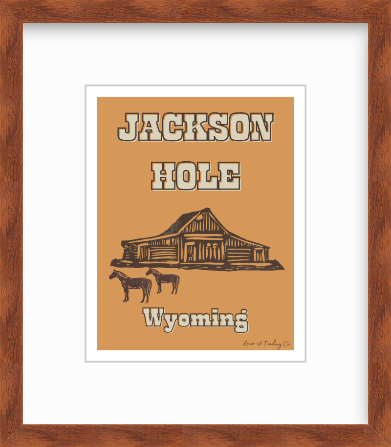 Wyoming Jackson Hole Mormon Row Barn Block Print by Nikki Degn Giclee Art Print