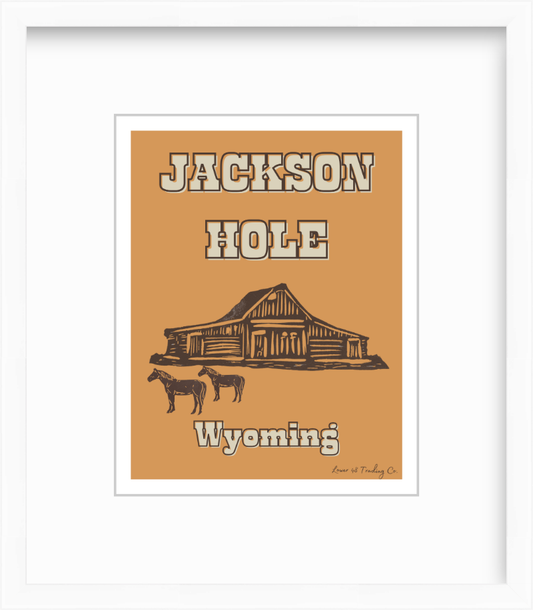 Wyoming Jackson Hole Mormon Row Barn Block Print by Nikki Degn Giclee Art Print
