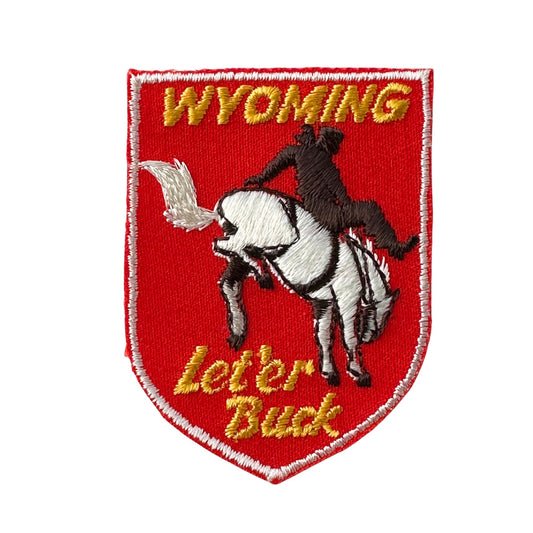 Wyoming Let 'er Buck Vintage Red Patch