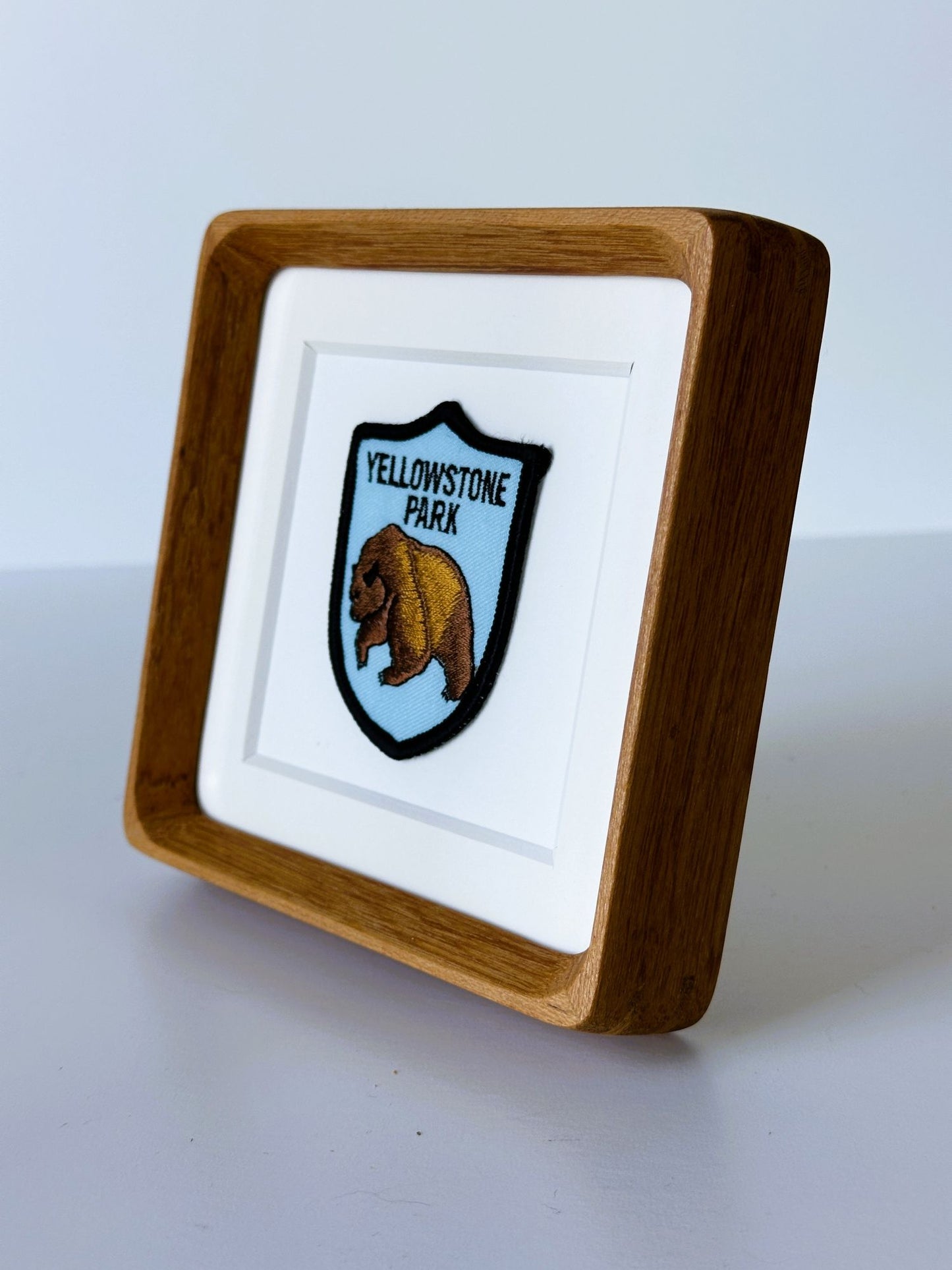 Wyoming Montana Yellowstone National Park Bear Vintage Patch Wood Framed