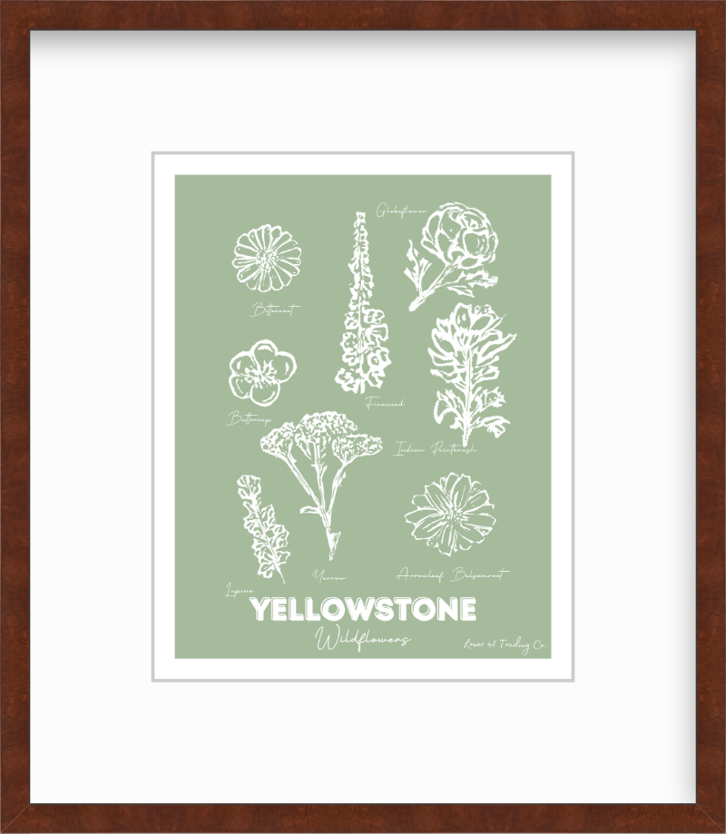 Wyoming Montana Yellowstone Wildflowers Block Print by Nikki Degn Giclee Art Print