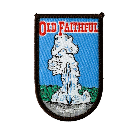 Wyoming Yellowstone National Park Old Faithful Geyser Retro Vintage Patch