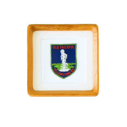 Wyoming Yellowstone National Park Old Faithful Geyser Vintage Framed Travel Patch