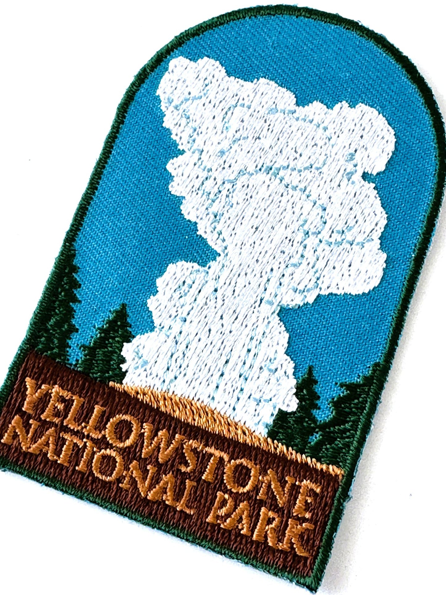 Wyoming Yellowstone National Park Old Faithful Geyser View Vintage Patch