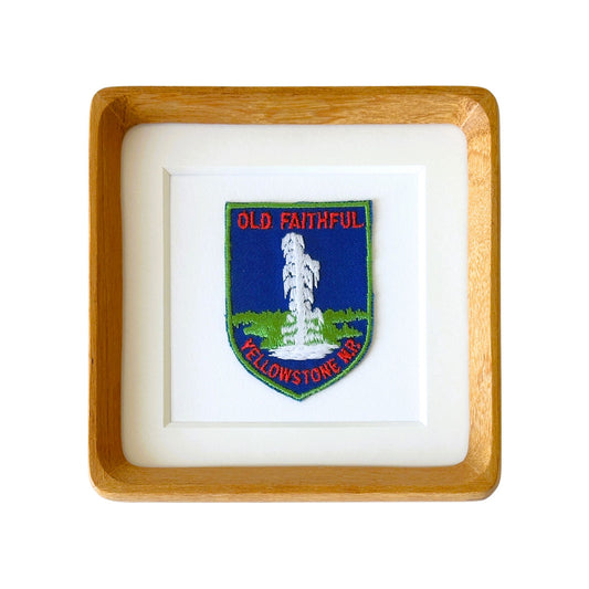 Wyoming Yellowstone National Park Old Faithful Geyser Vintage Framed Travel Patch