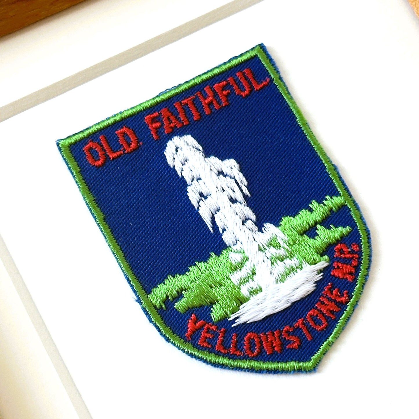 Wyoming Yellowstone National Park Old Faithful Geyser Vintage Framed Travel Patch
