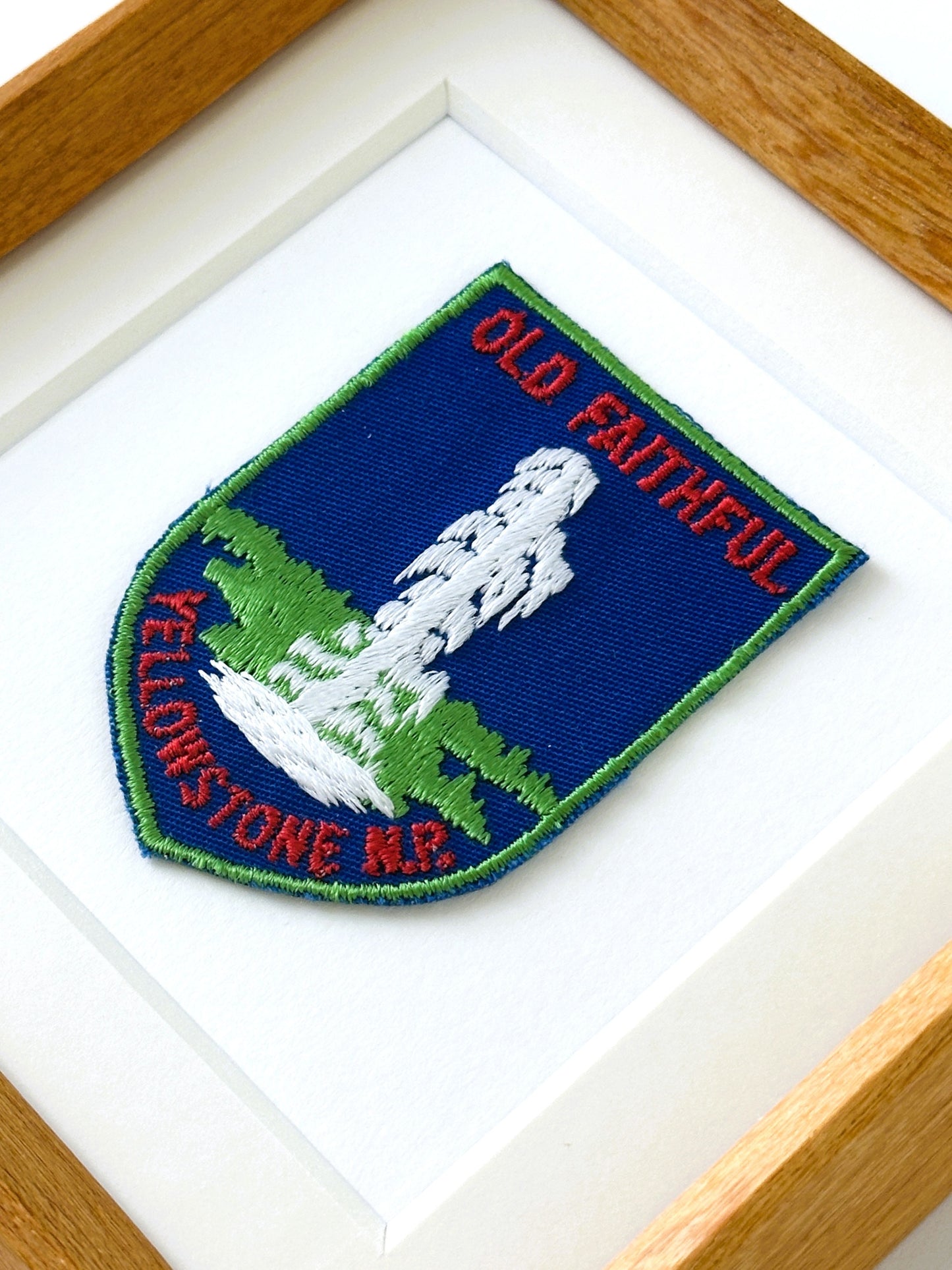 Wyoming Yellowstone National Park Old Faithful Geyser Vintage Framed Travel Patch