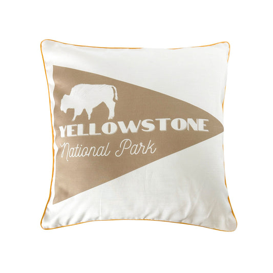 Wyoming Yellowstone National Park Pennant Design Throw Pillow