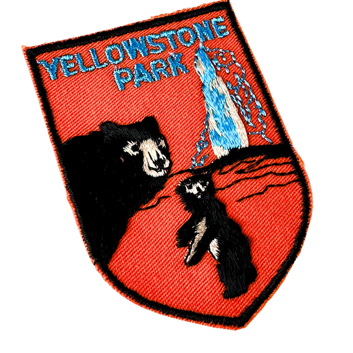 Wyoming Yellowstone Old Faithful Geyser with Bear and Cub Vintage Patch