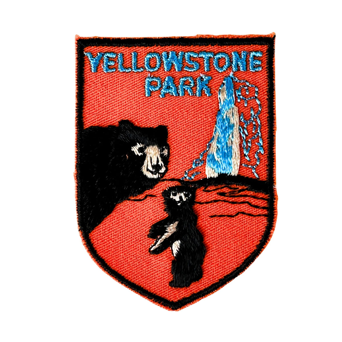 Wyoming Yellowstone Old Faithful Geyser with Bear and Cub Vintage Patch