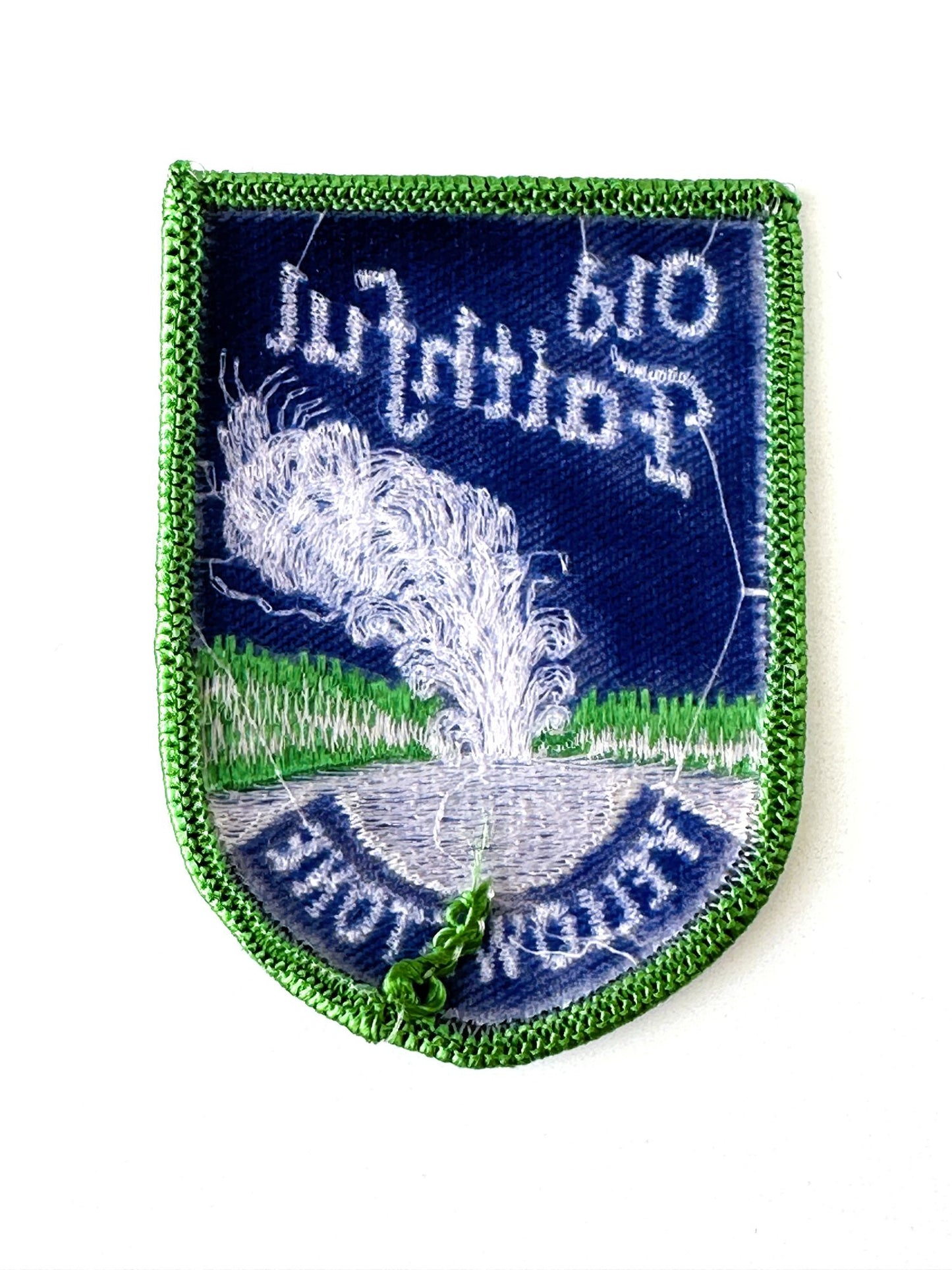 Wyoming Yellowstone Old Faithful Inn Geyser Blue Vintage Patch