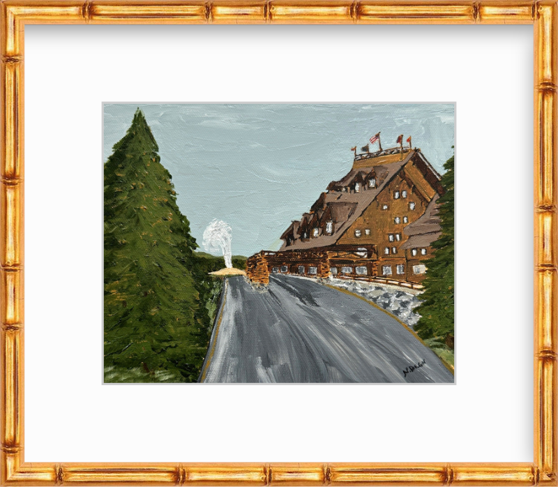 Wyoming Old Faithful Inn Yellowstone National Park Painting Giclee Art Print