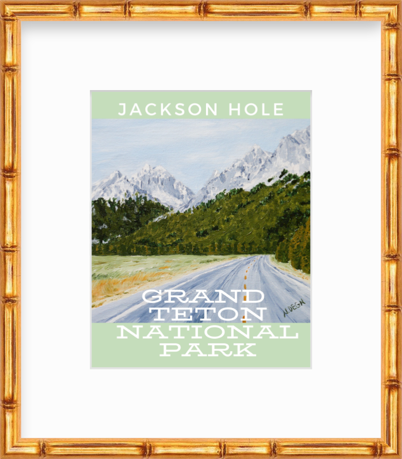 Wyoming Grand Teton National Park Painting Giclee Travel Style Art Print