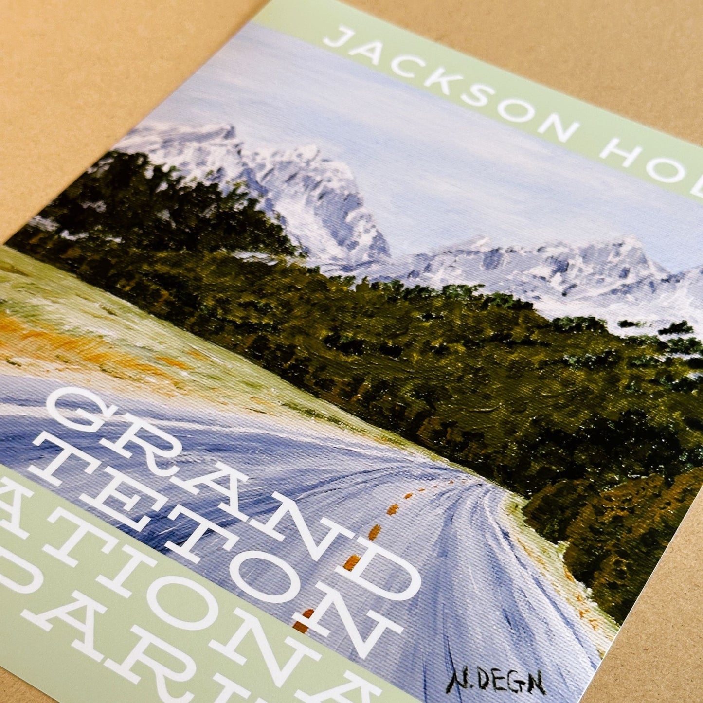 Wyoming Grand Teton National Park Painting Giclee Travel Style Art Print