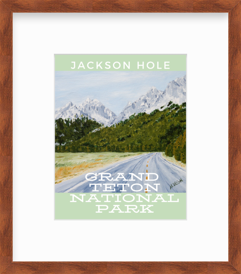 Wyoming Grand Teton National Park Painting Giclee Travel Style Art Print