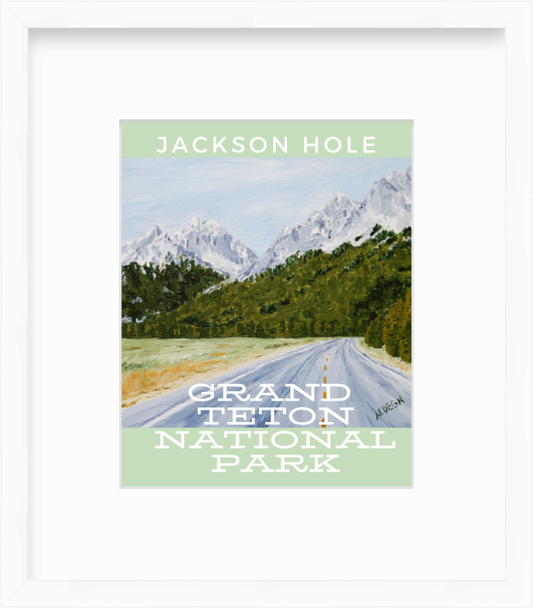 Wyoming Grand Teton National Park Painting Giclee Travel Style Art Print