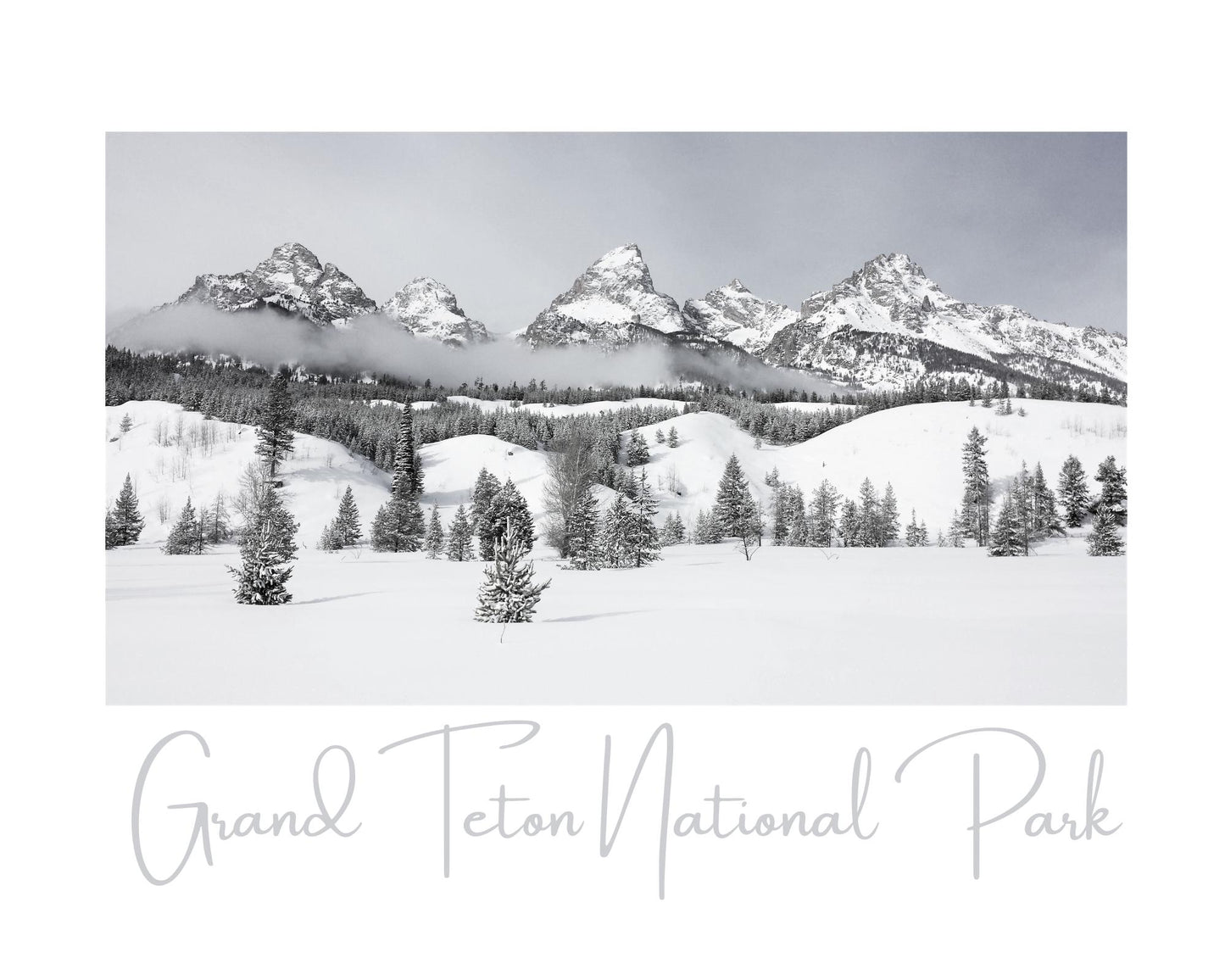 Wyoming Grand Teton National Park in Winter Giclee Travel Style Print