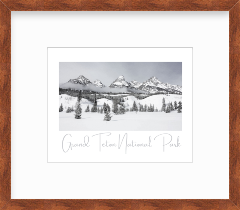 Wyoming Grand Teton National Park in Winter Giclee Travel Style Print