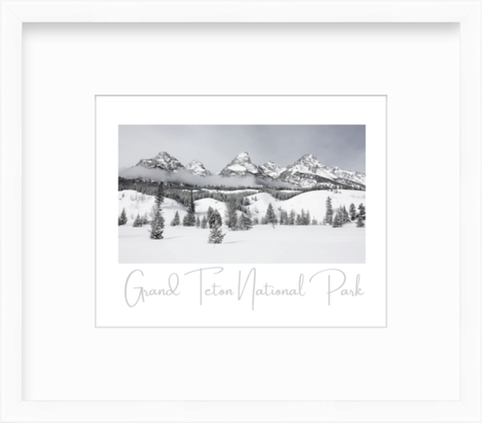Wyoming Grand Teton National Park in Winter Giclee Travel Style Print