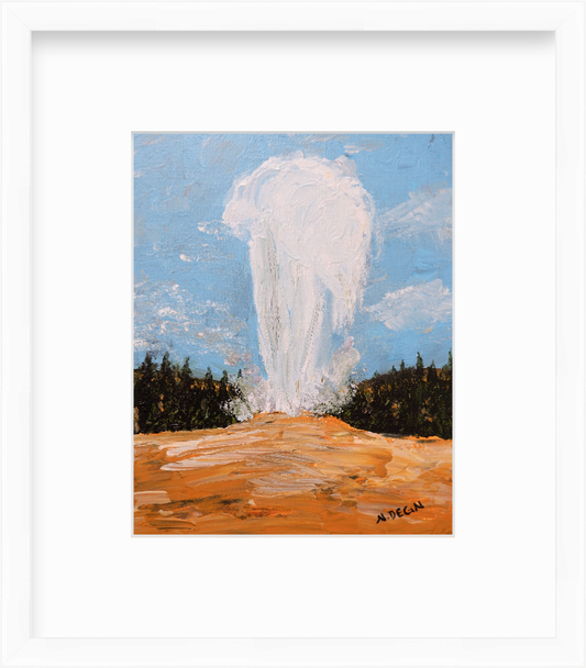 Wyoming Old Faithful Geyser Yellowstone National Park Painting Giclee Art Print